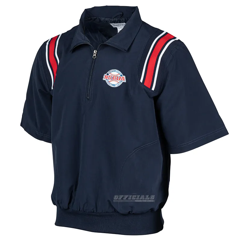 NSBUA Logo Short Sleeve Pullover Umpire Jacket Minimalist Design Stand Collar