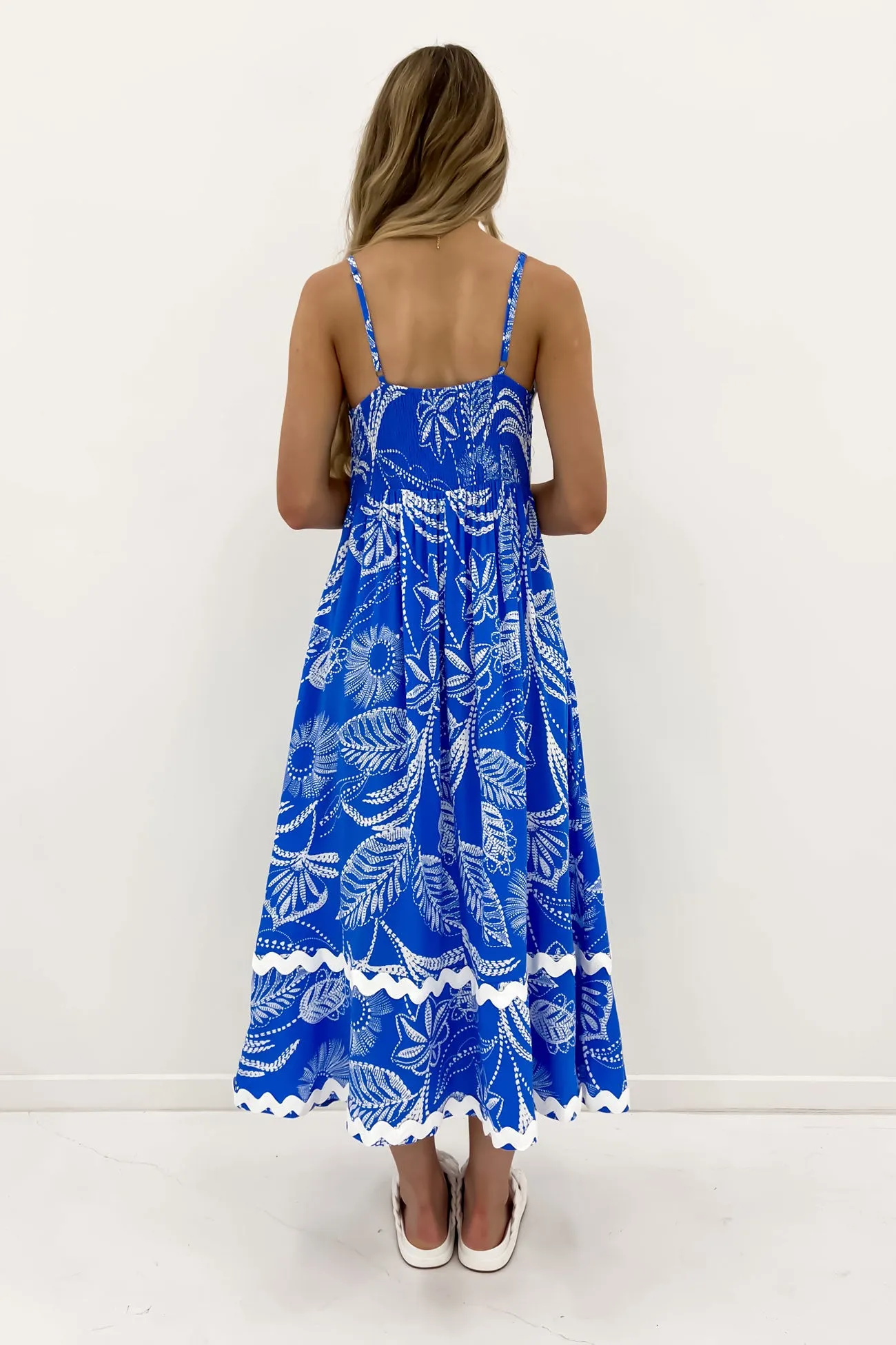 Mathilda Midi Dress Blue Hoxton Chic Fit Playful and flirty dress