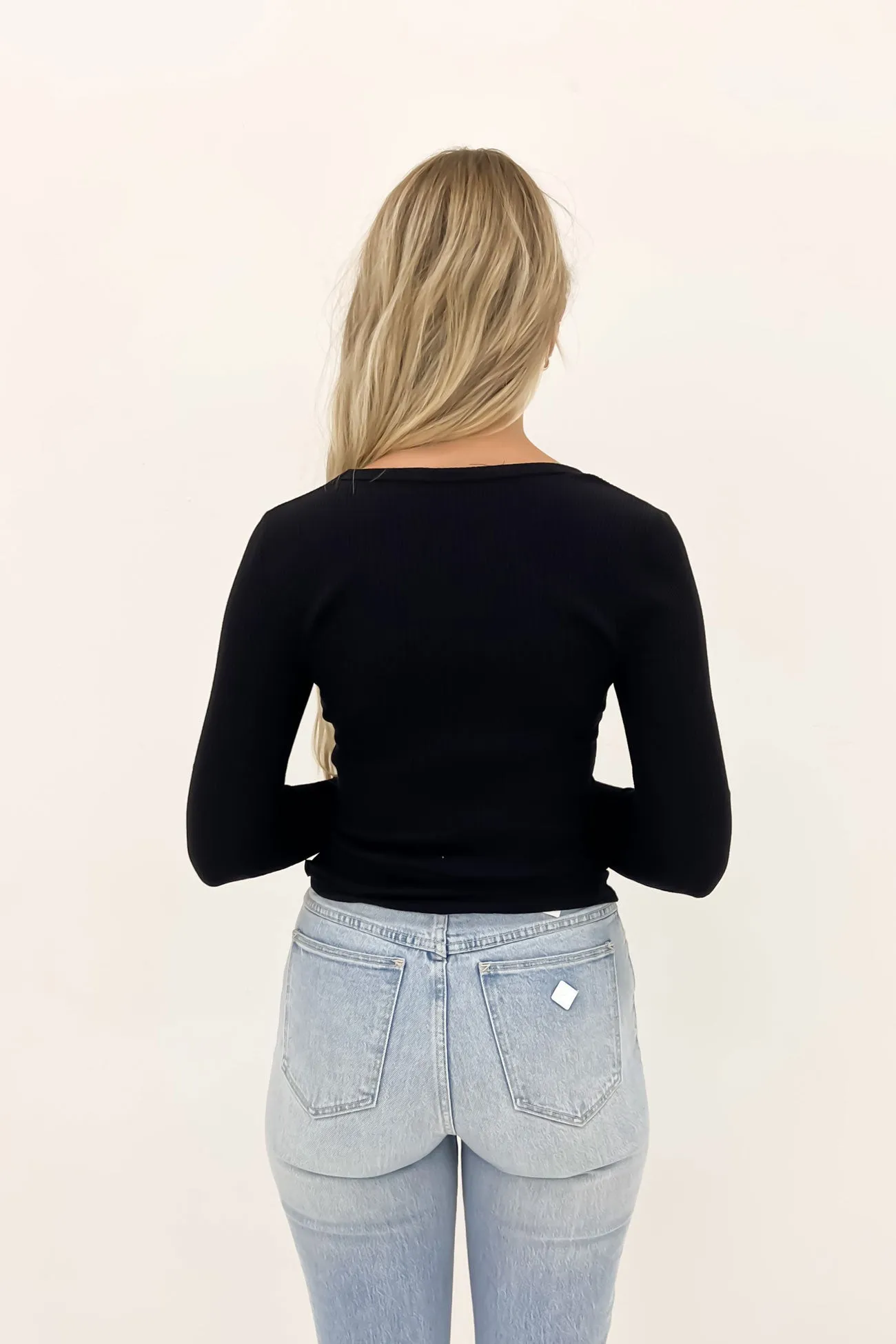 Pockets available Rib Long Sleeve Black