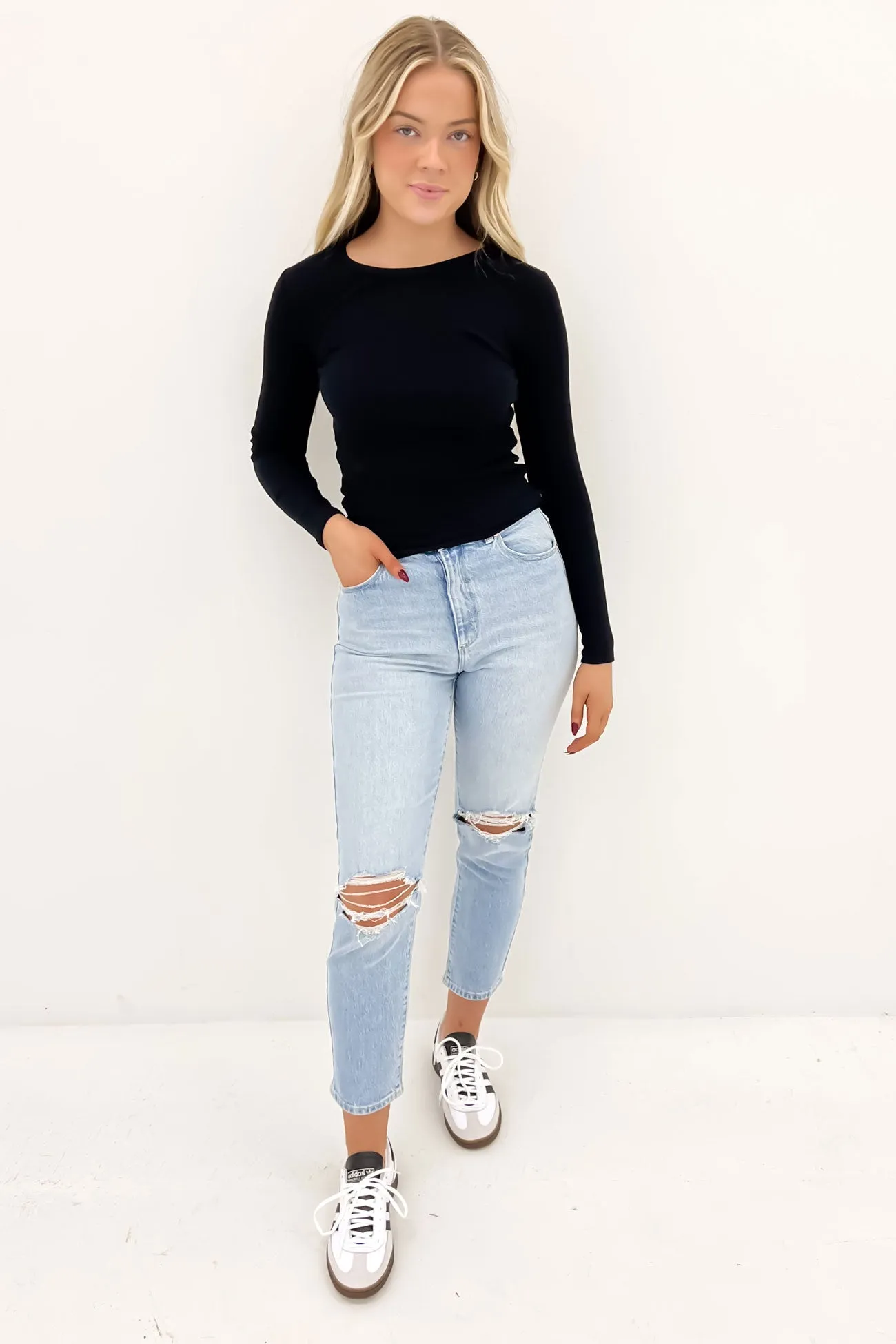 Rib Long Sleeve Black vintage