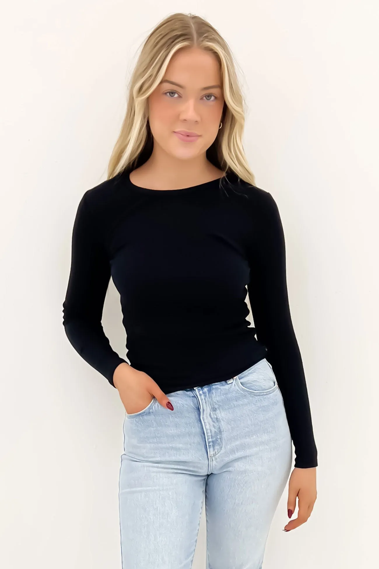 Rib Long Sleeve Black Corduroy Mix - and - Match