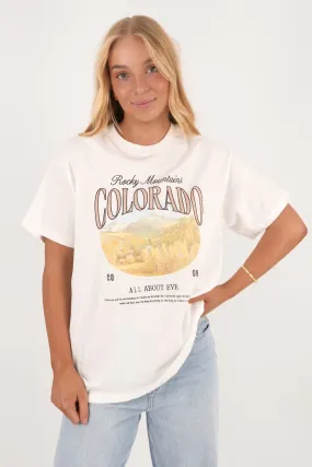 Rocky Mountains Relaxed Tee Vintage White High-Quality Cotton