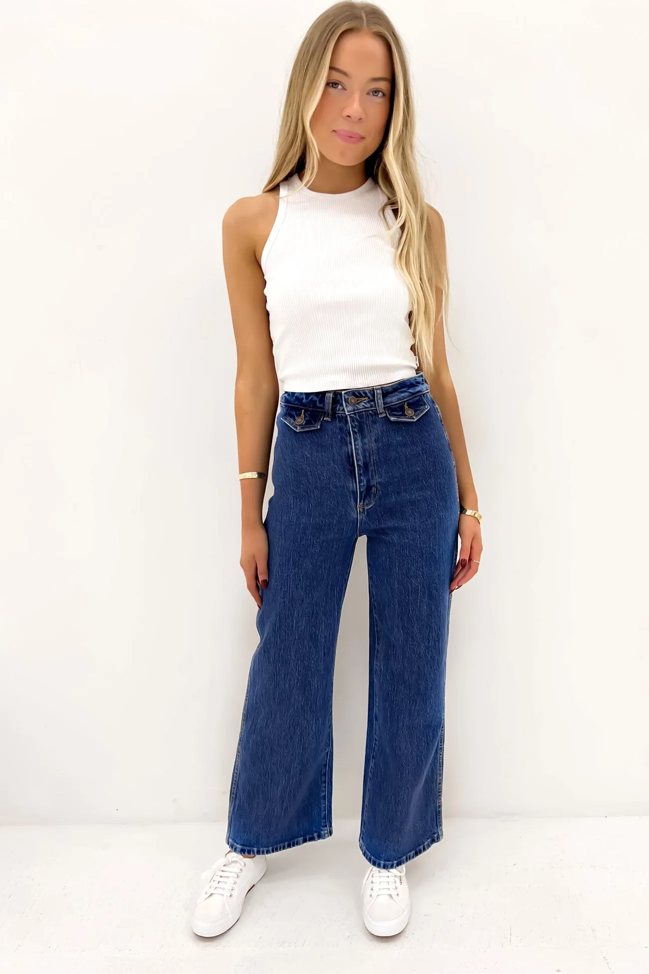 Simple Match Multi Layer Knee Reinforcement Sailor Jean Lia