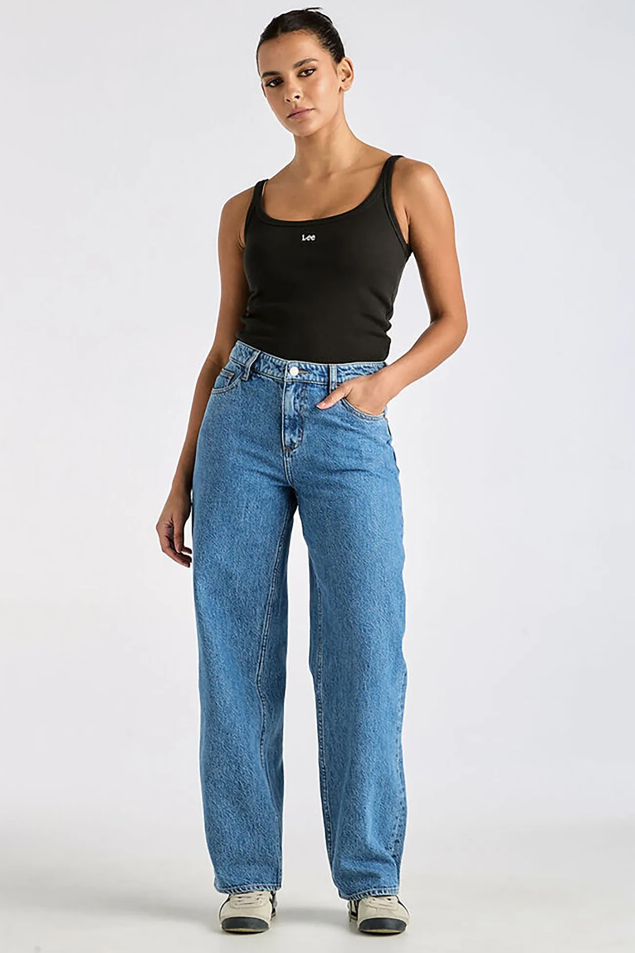 Weekend Warrior Elegant Neutral Base Mid Baggy Jean Bold Blue Petite