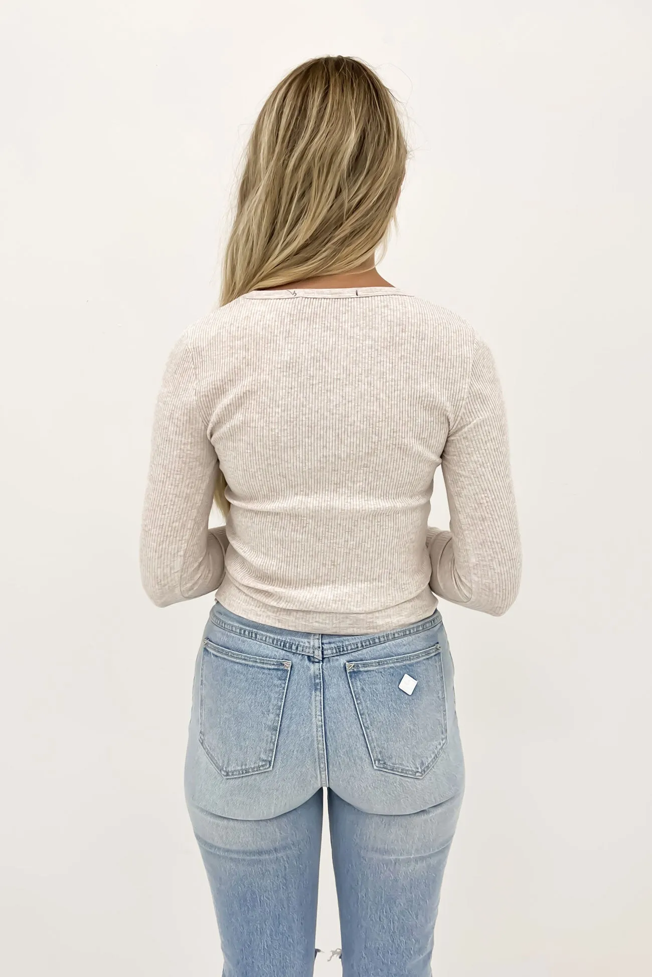 Cosmetics Rib Long Sleeve Oatmeal