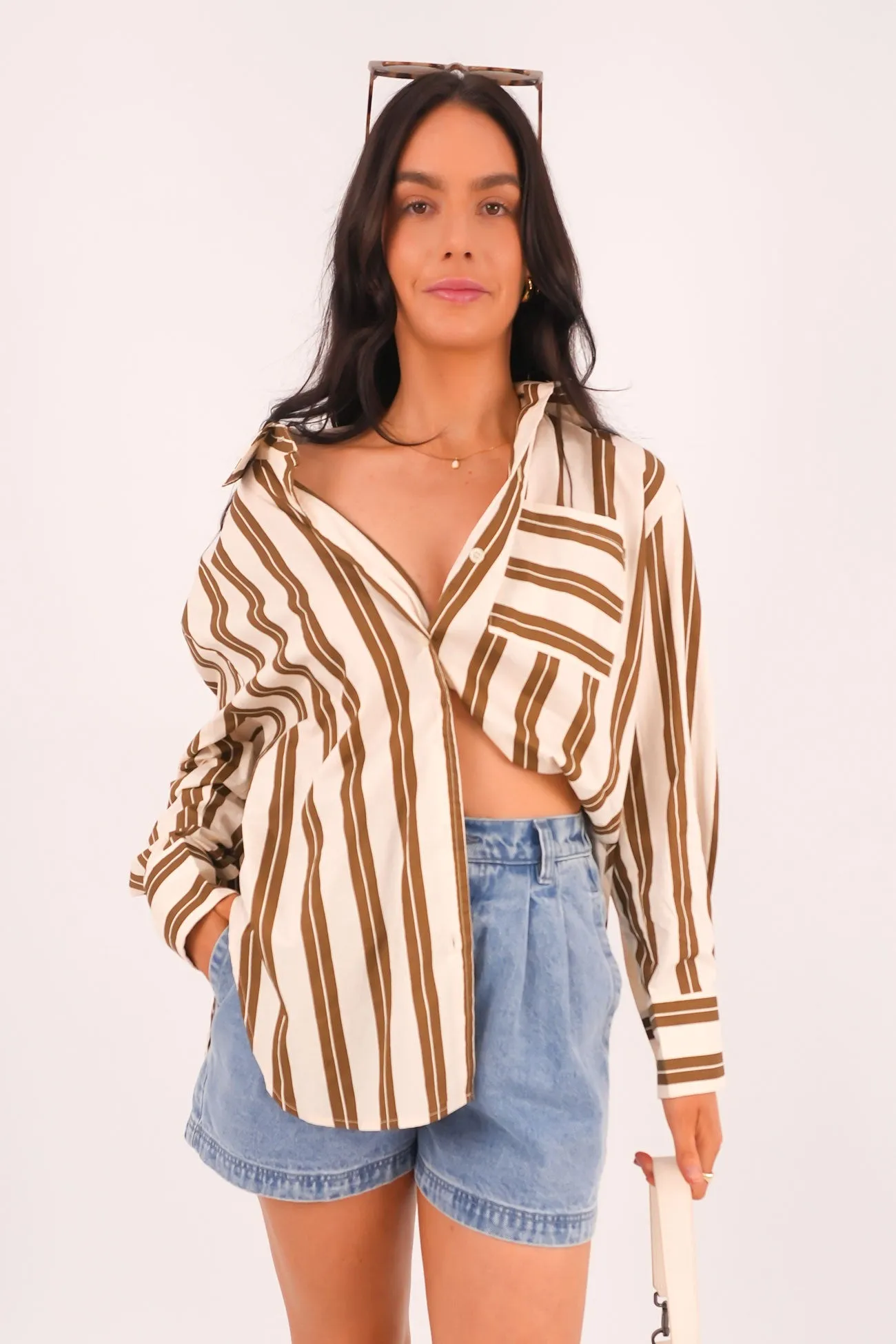 Embroidered Detail All-Weather Ready Lynton Shirt Cream Brown