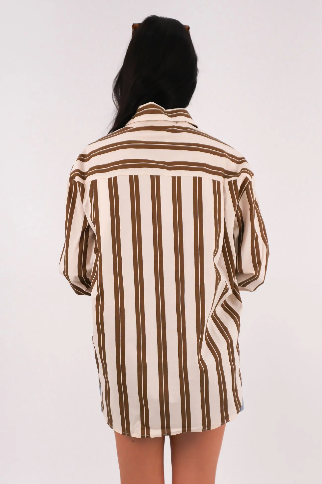 Lynton Shirt Cream Brown Hidden Placket Compact Packing