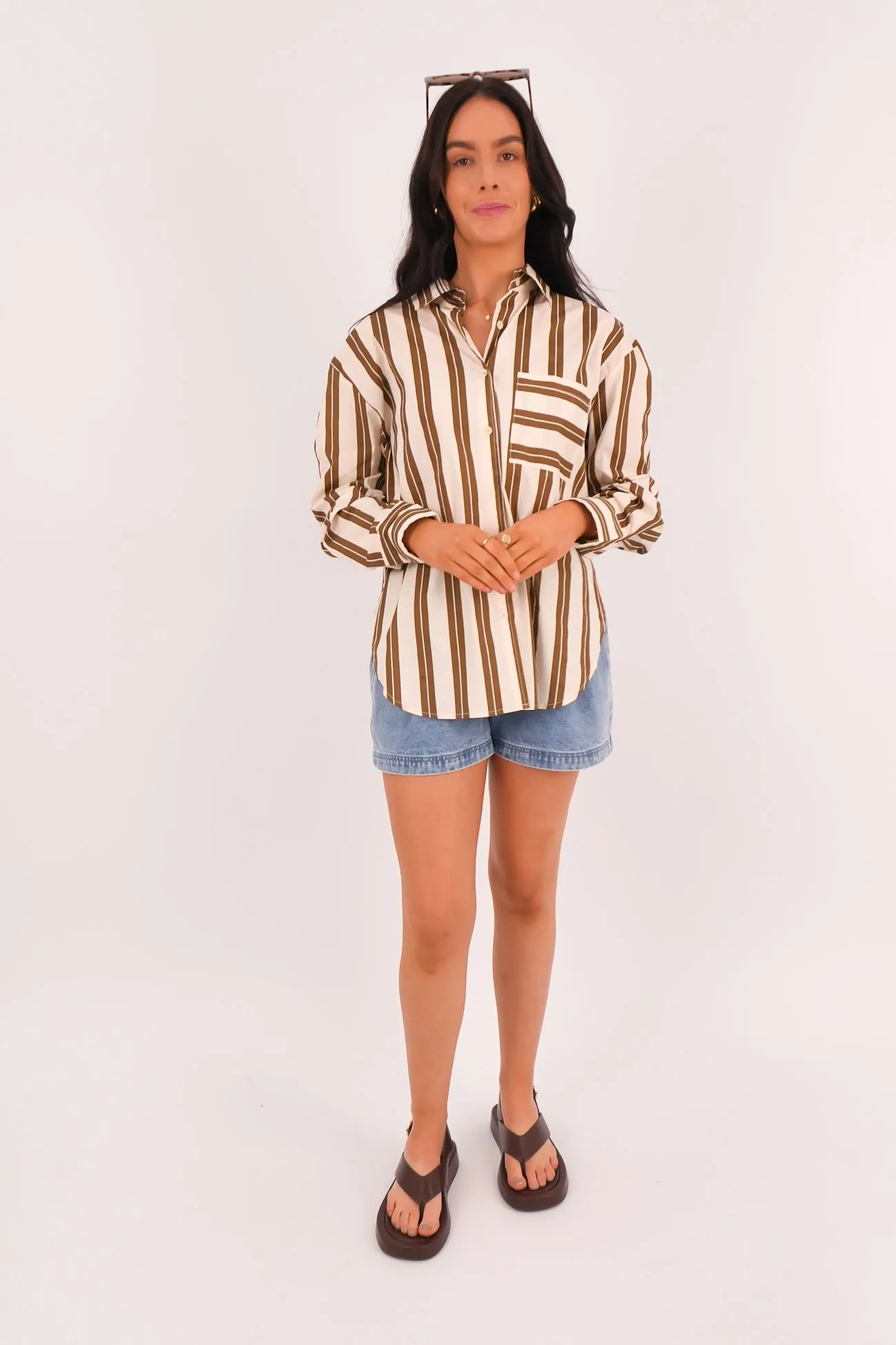 Lynton Shirt Cream Brown Cultural Inspired Printed design