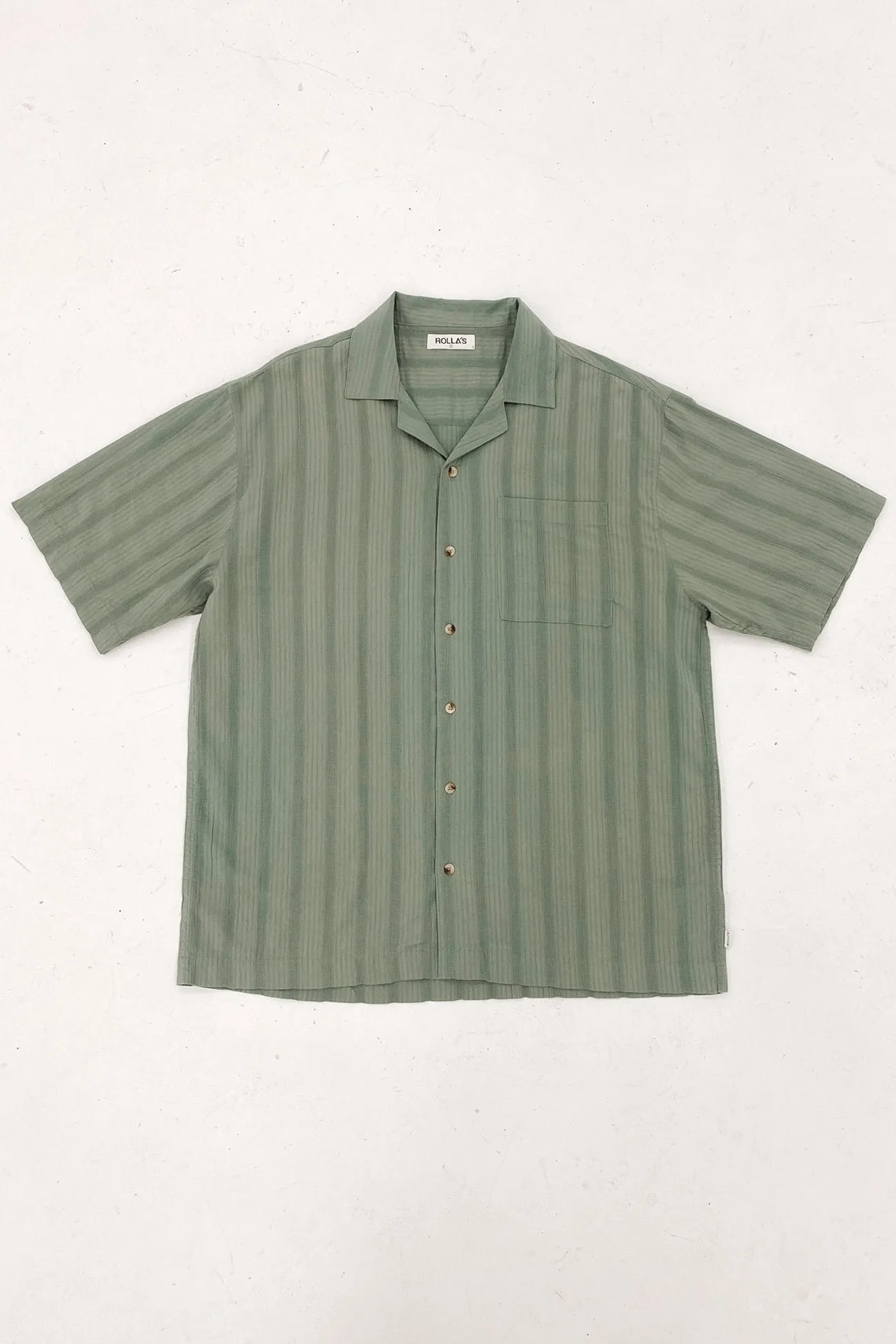 Travel Essential Bowler Seersucker Shirt Moss