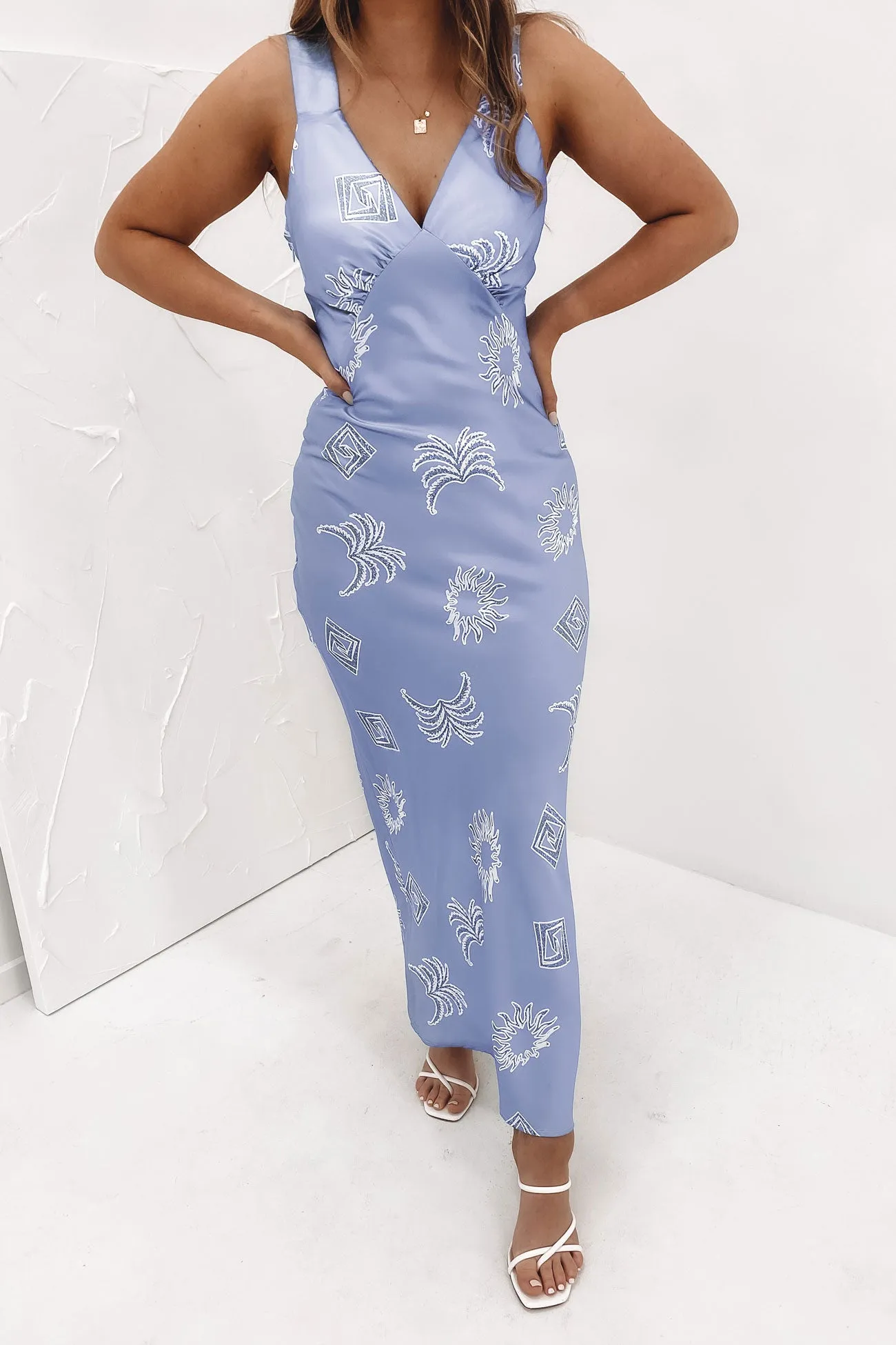 Paloma Maxi Dress Blue Honolulu Wrinkle-Free-Finish