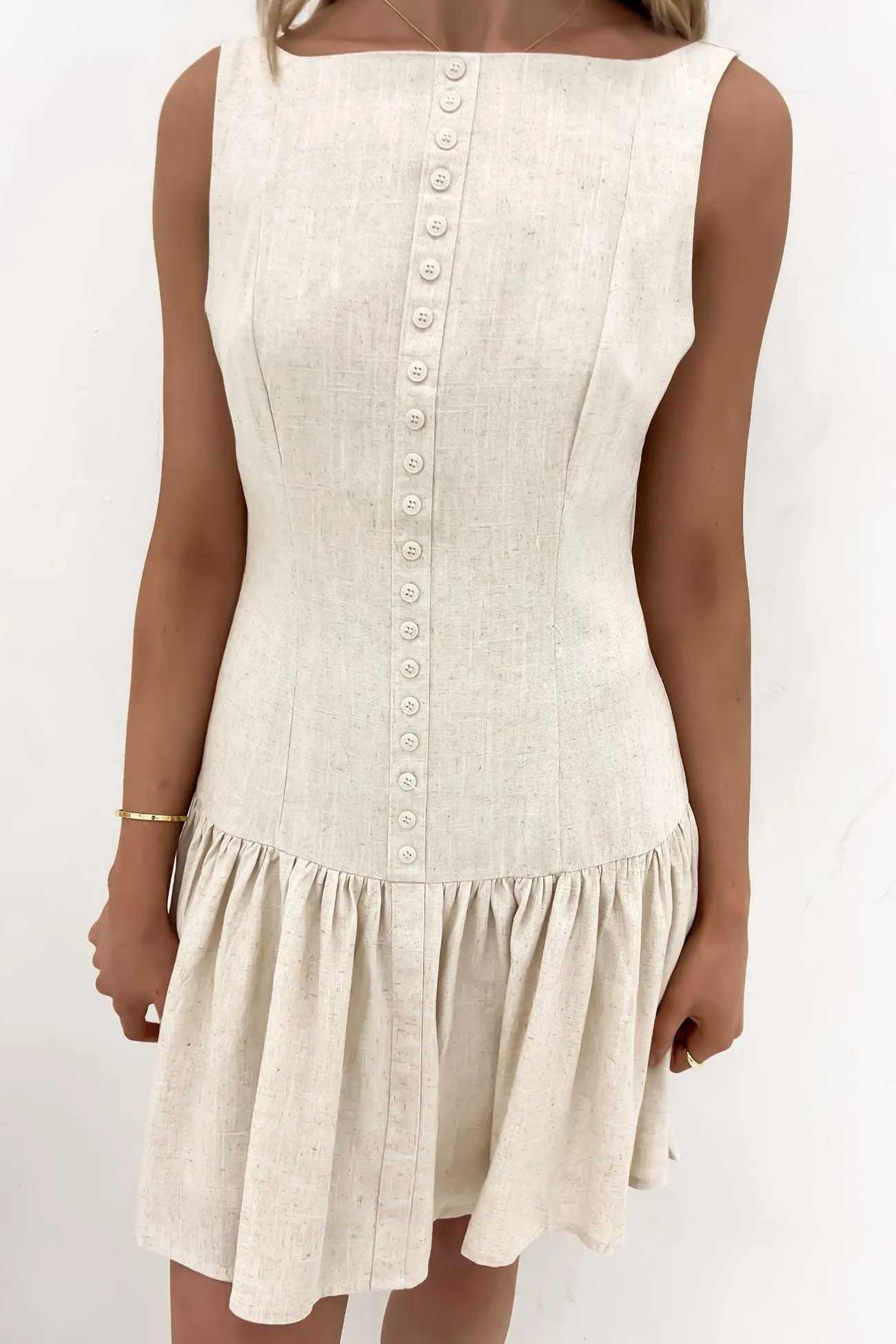 Timeless Wearable Relaxing Style Maple Mini Dress Beige