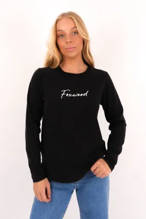 Signature Long Sleeve Tee Washed Black Vegan Tropical region