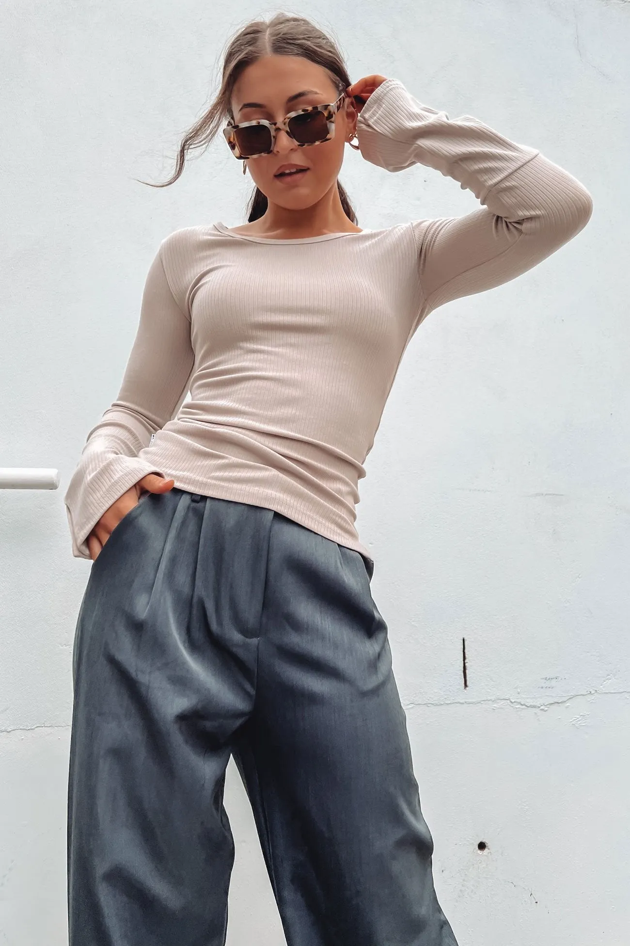 umbrella Garage Tylar Lounge Rib Long Sleeve Oat Marle