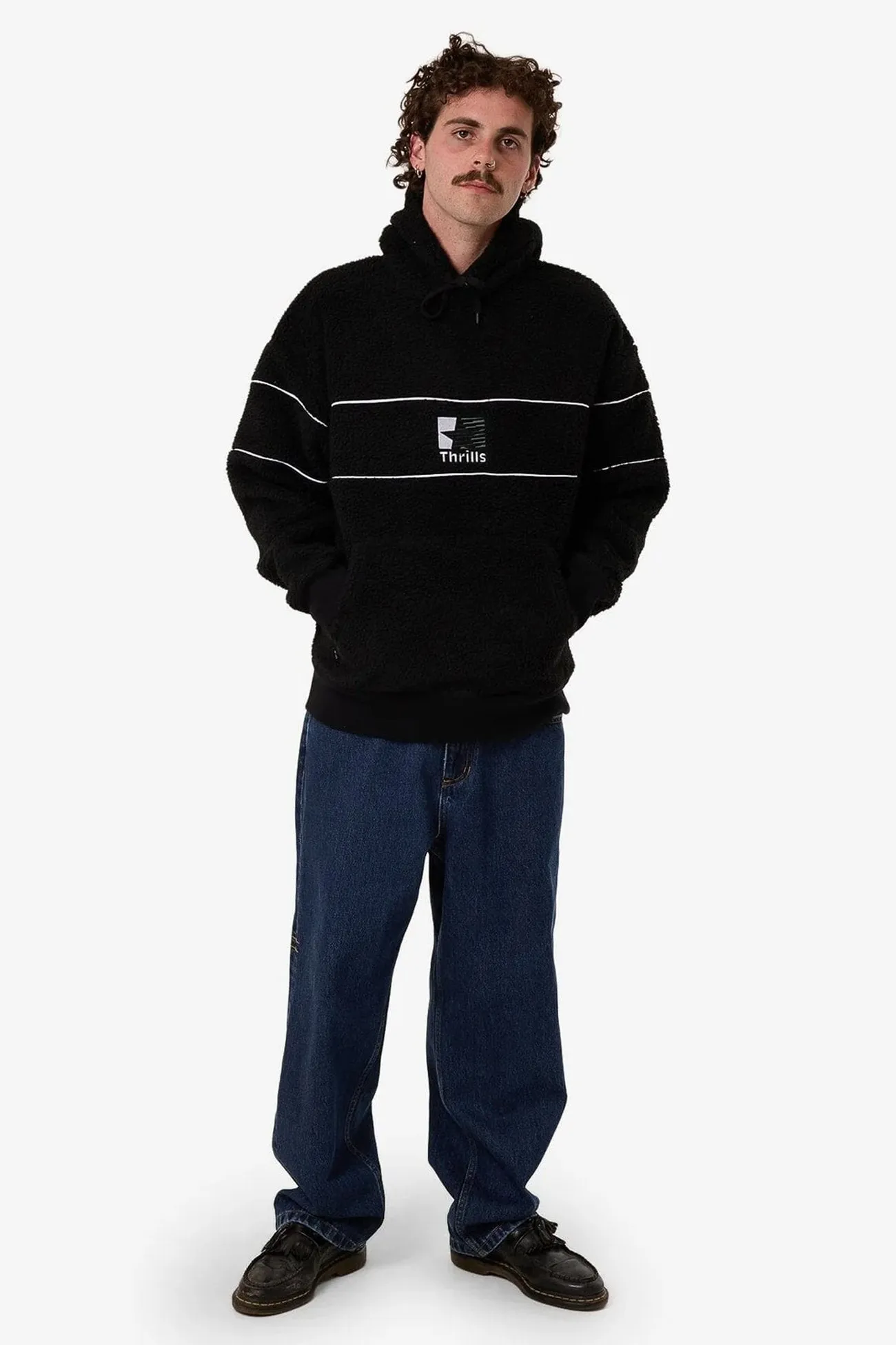 Hazed Slouch Hood Polar Fleece Black Crisp Air Piece