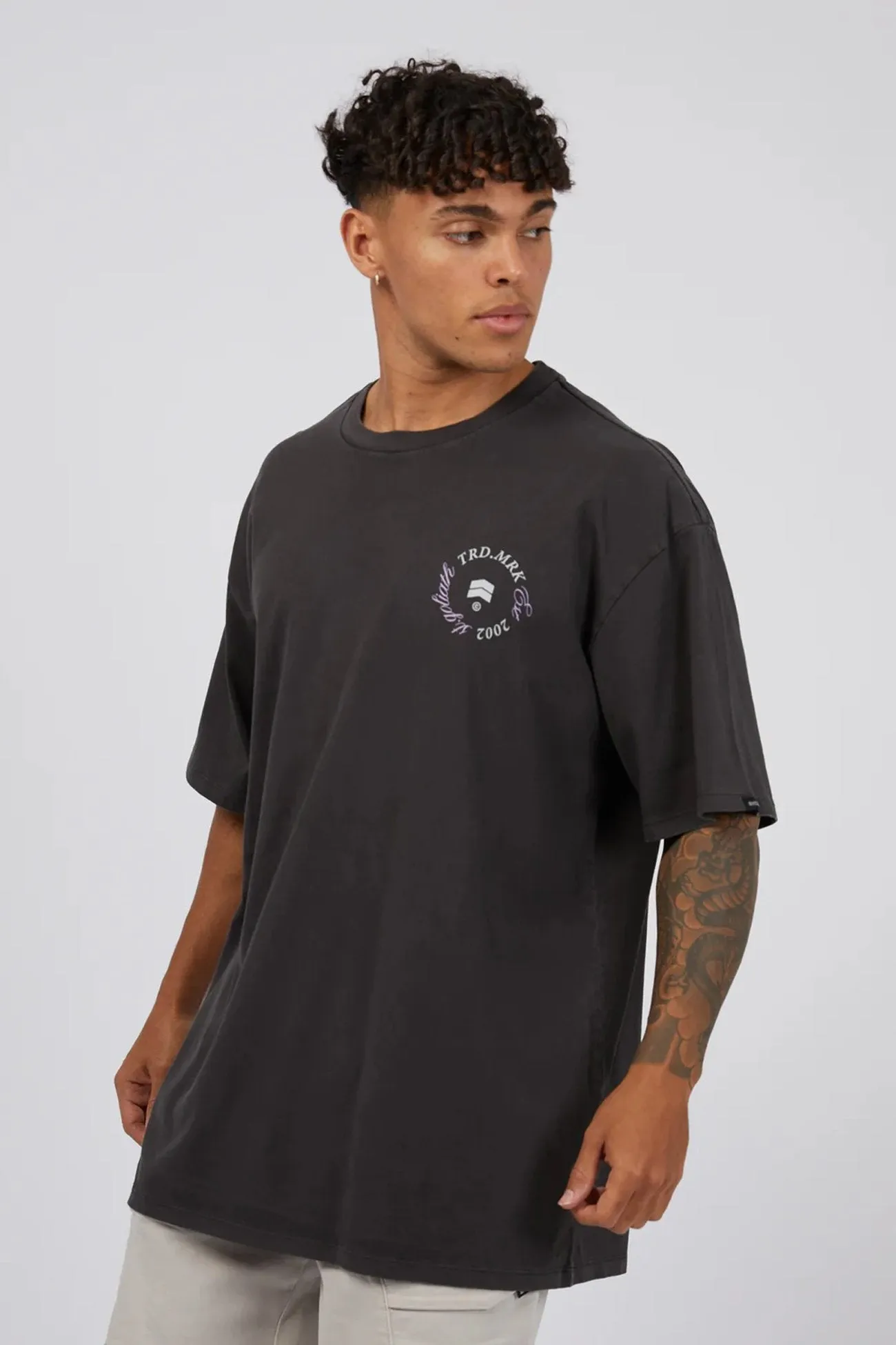 Spiral Tee Washed Black Silk combination Stylish Outfit