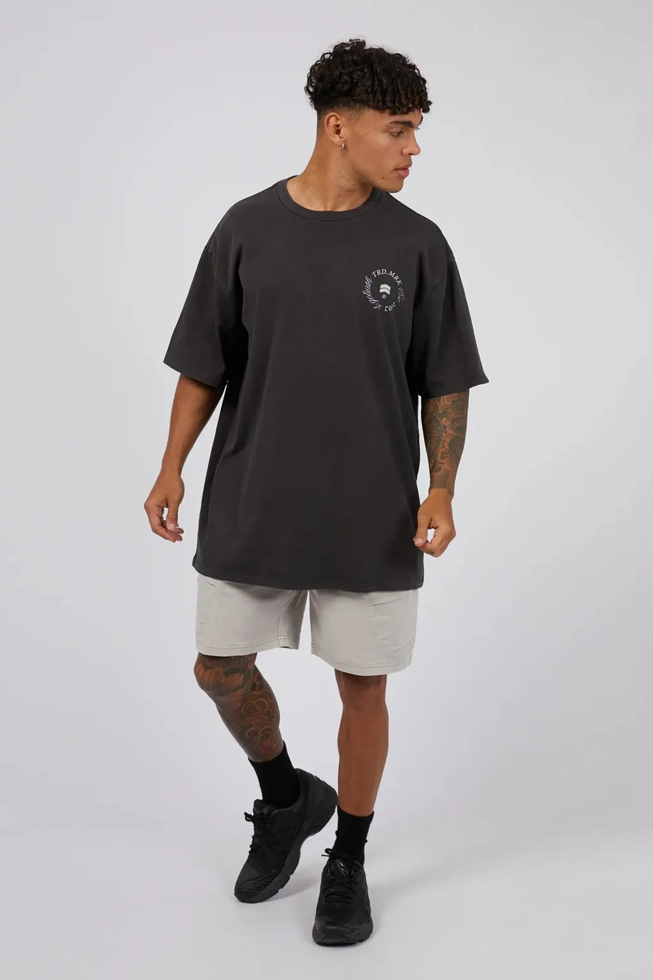 Spiral Tee Washed Black Easygoing Design Relaxing Day