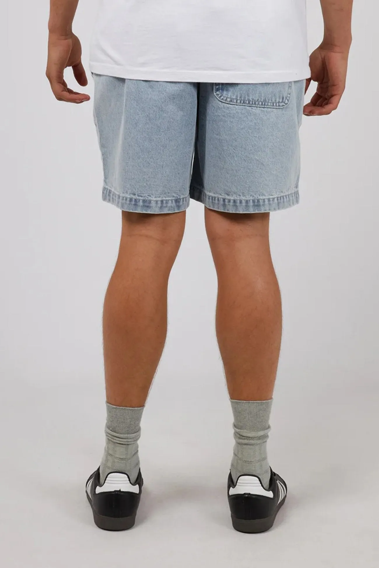 Rider Denim Short Bleach Blue Rubberized Grip Waistband ethical fashion