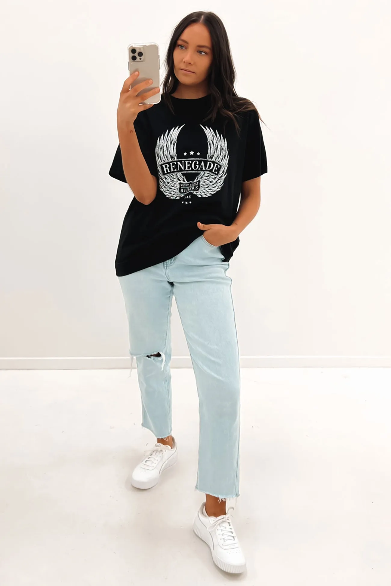 Renegade Rider Tee Washed Black Date night Daily Outfit Style