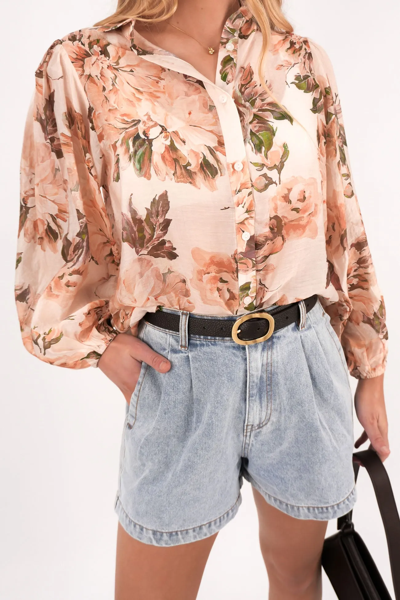 Durable Button Closures Petite Option Salma Shirt Floral