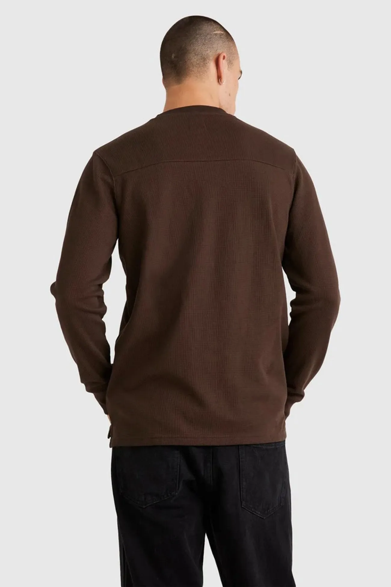 Union Waffle Long Sleeve Chocolate Stain Resistant Office - wear