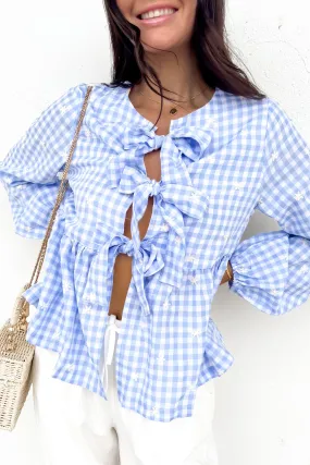 Nyssa Top Blue Gingham Wedding Gift