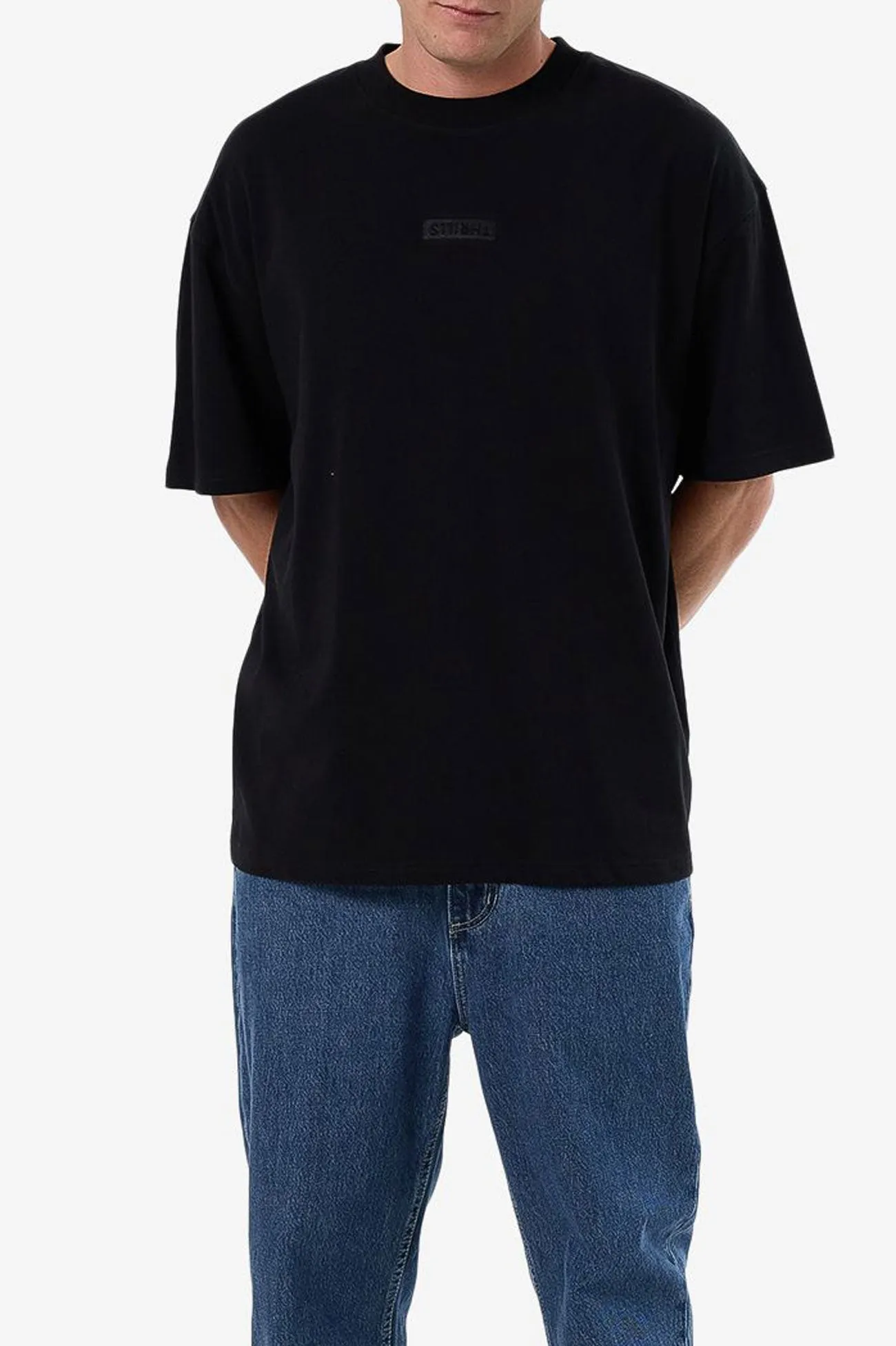 Casual Essential Wear Smooth Flatlock Stitching Superior Thrills Box Fit Oversize Tee Black