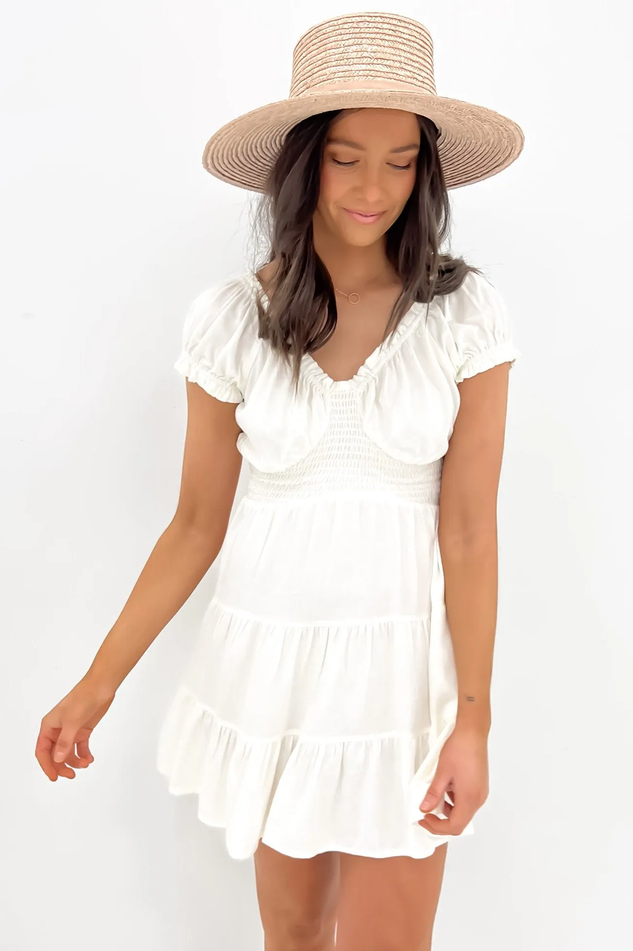 Natalia Mini Dress White Modern Finish