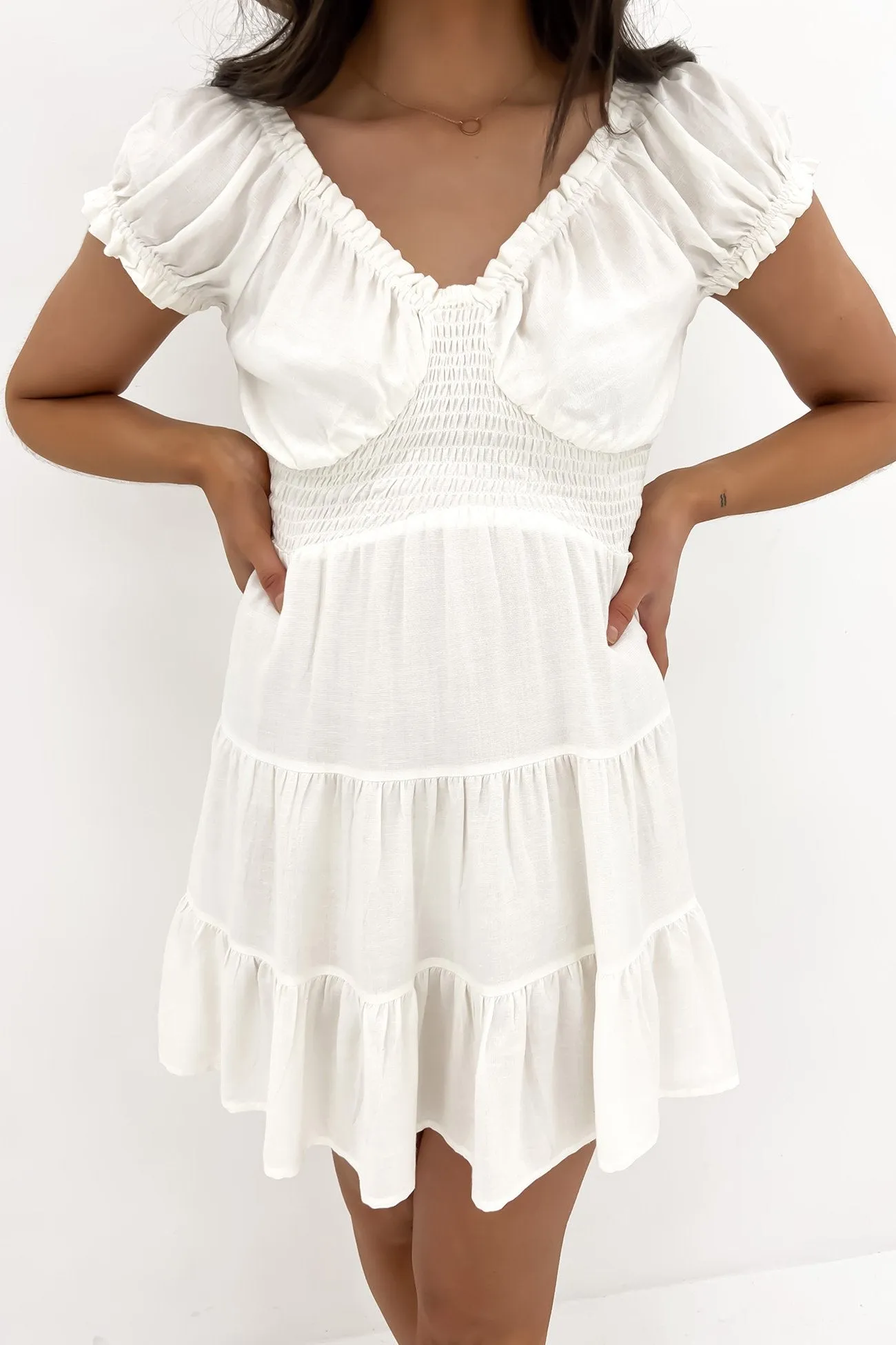 Natalia Mini Dress White Soft Outfit