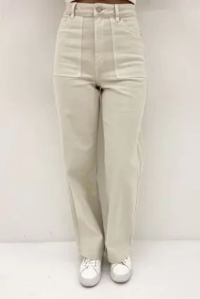 Trend Setter Chill Outfit Student Outfit Basic Style A 94 High & Wide Jean Milk
