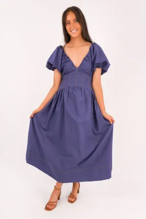 Fate Midi Dress Blue Timeless fitted silhouette Delicate Edge