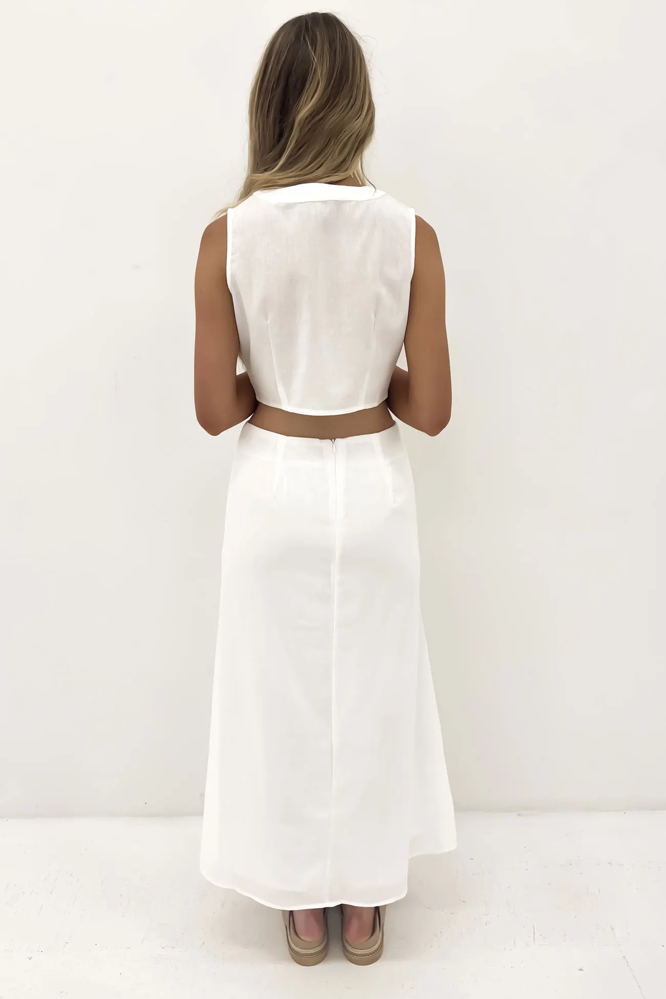 Everyday Look Plant Based Material Napier Midi Skirt White