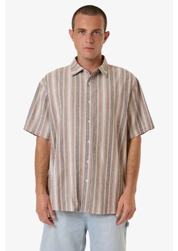 Everyday Wear Urban Trend Unlocked Stripe Short Sleeve Shirt Breen