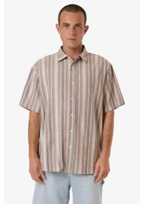 Everyday Wear Urban Trend Unlocked Stripe Short Sleeve Shirt Breen