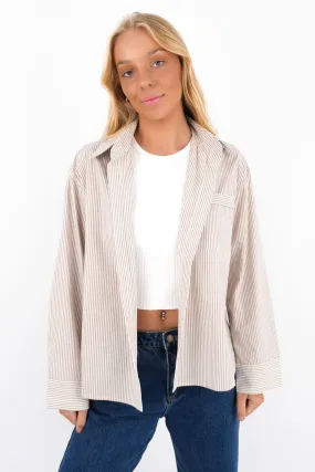 Versatile Clothing Lydia Shirt Mocha Stripe