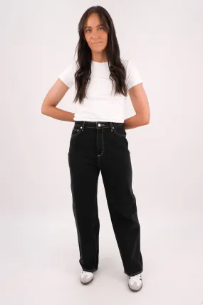 Stretch Recovery Anti Bacterial Treatment High Baggy Jean Throwback Black