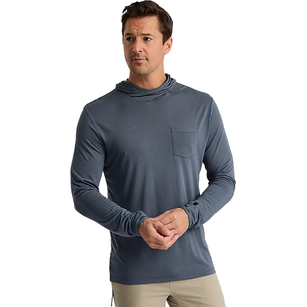 RecycledPolyesterBlend Bonded Hemline Men's Bamboo Lightweight Hoodie