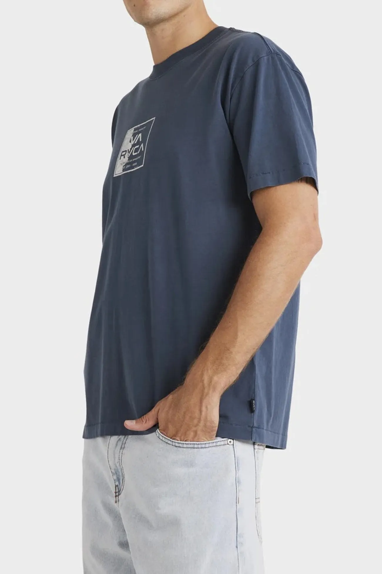 VA Torn Short Sleeve Tee Petrol Blue Organic Cotton Construction Versatile Layering