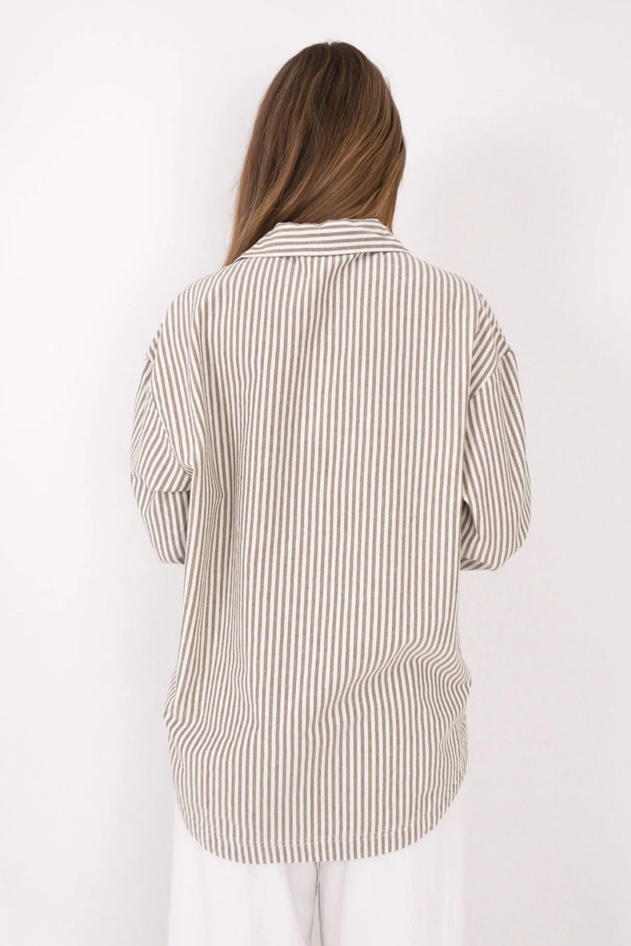 Anniversary Celebration Moisture wicking Valley Stripe Oversized Shirt Ivy