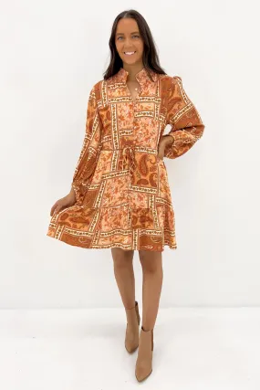 Vanessa Mini Dress Rust Hazel Bright bold dress Bold Structure