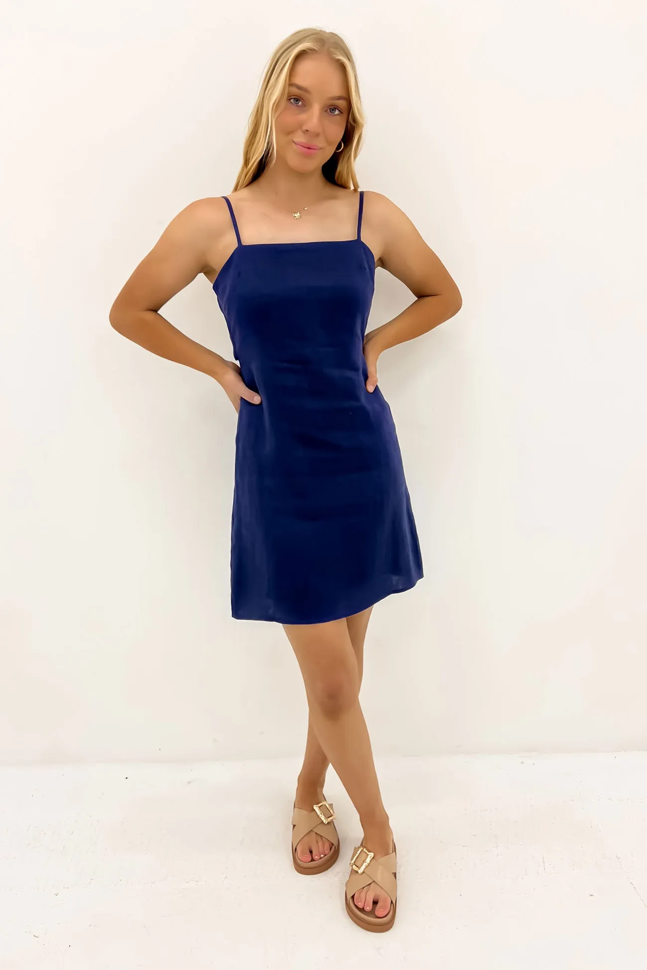 Sheer Element Soft Hue Dante Mini Dress Navy