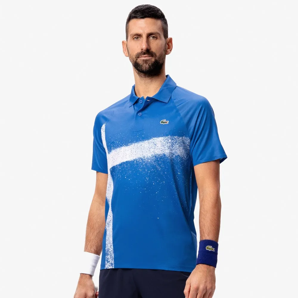 suede look Velvety Texture Lacoste Men's Novak Djokovic Tennis X Polo - Blue