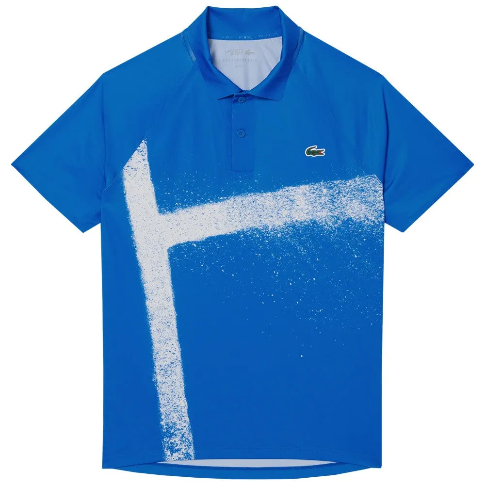 Debossed Design Buttoned Velvety Texture Lacoste Men's Novak Djokovic Tennis X Polo - Blue