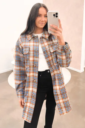Ventilated Panels ElasticCuffs Amber Check Shacket Check