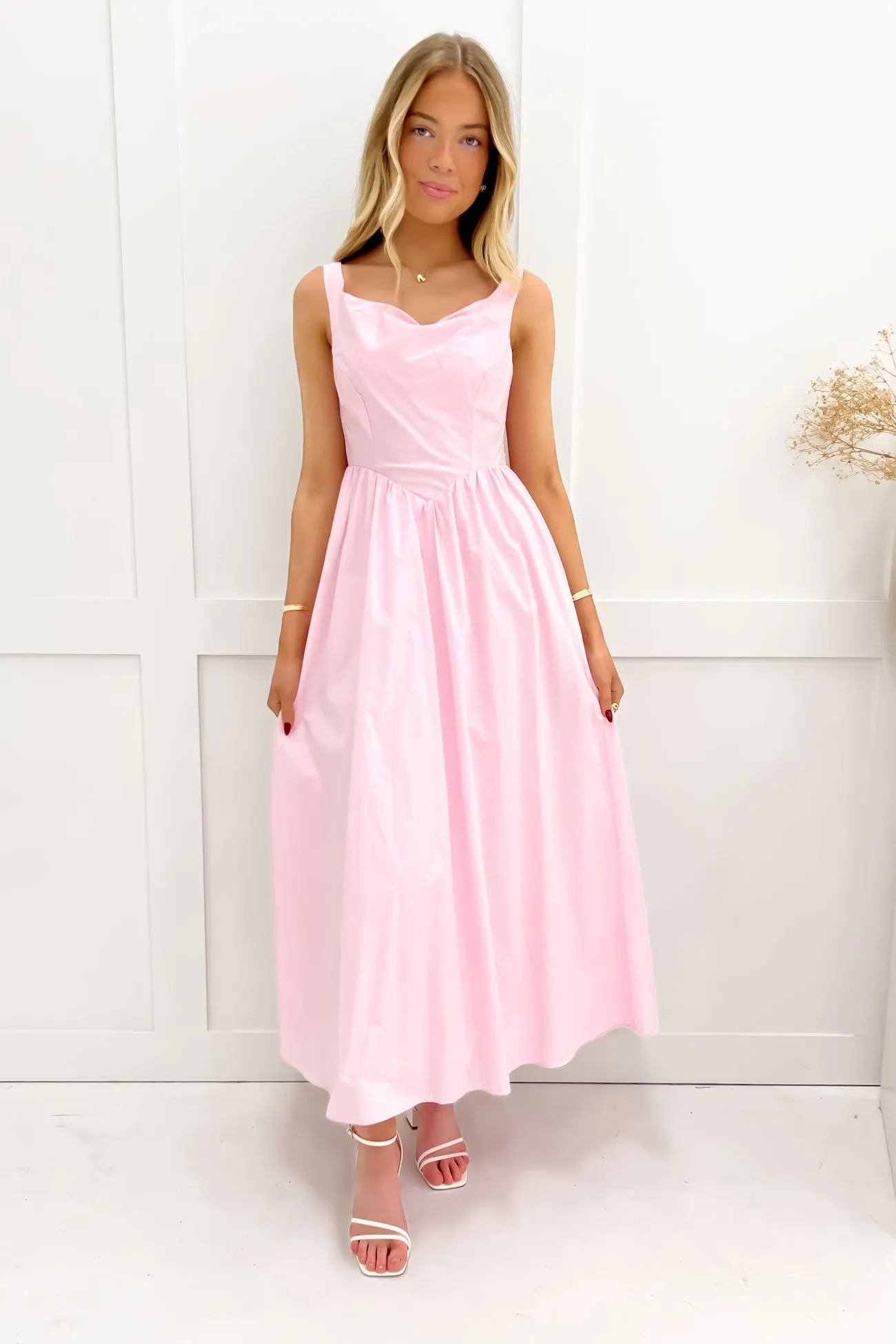 Shamira Midi Dress Pink Easy Wrap