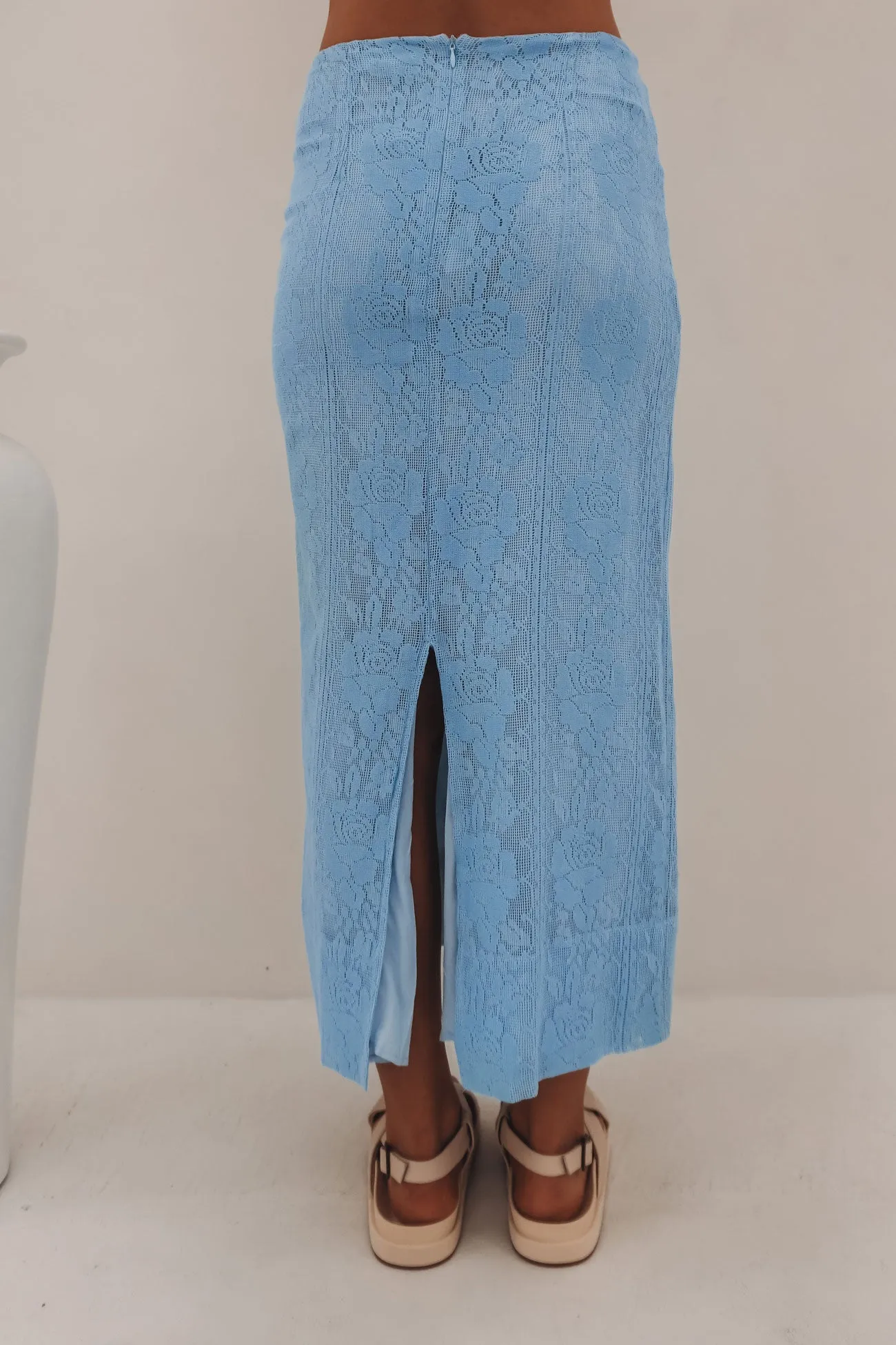 Mary Midi Skirt Blue Casual Style