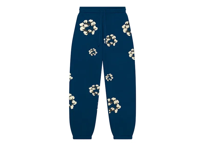 Denim Tears X Cpfm Cactus Tears Wreath Sweatpants Navy Printed Stretchable Fabric