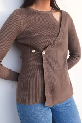 Exclusive Zambee Knit Long Sleeve Top Taupe