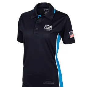 AOA Logo Softball Women??s Navy Umpire Shirts Current Style Glossy Texture