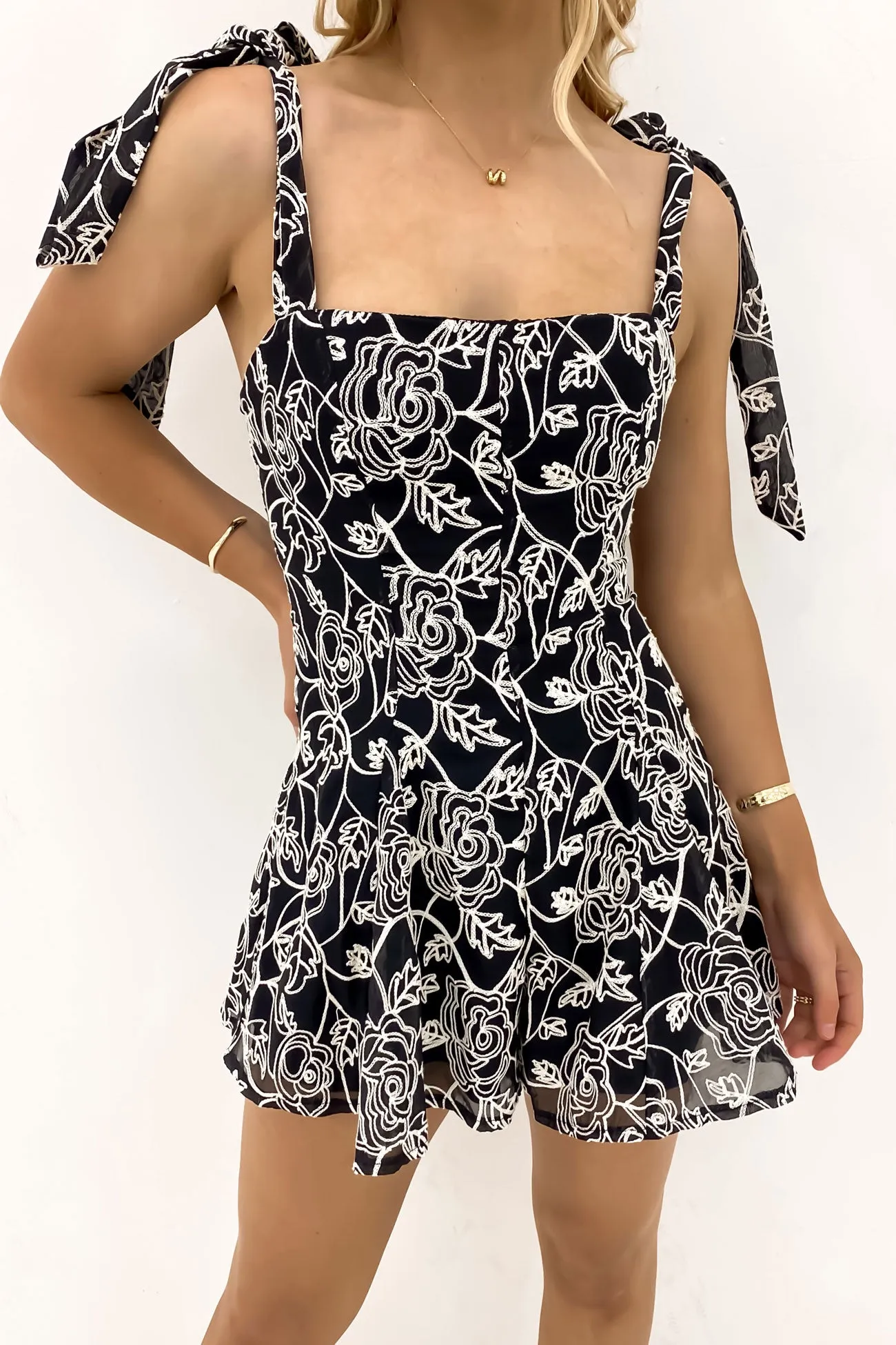 Loose Guest Karla Playsuit Black White
