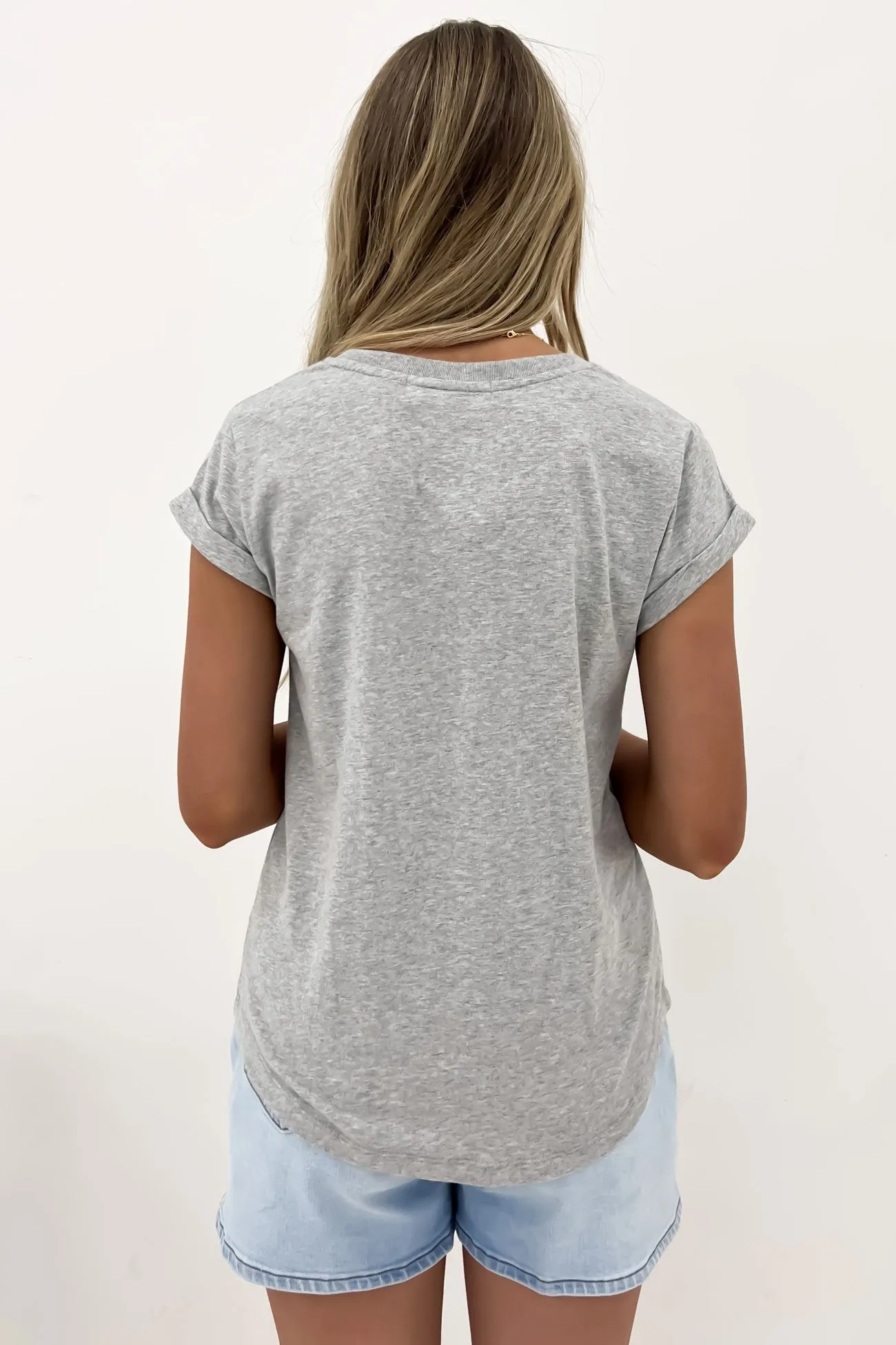 Linen blend Signature Tee Grey Marle